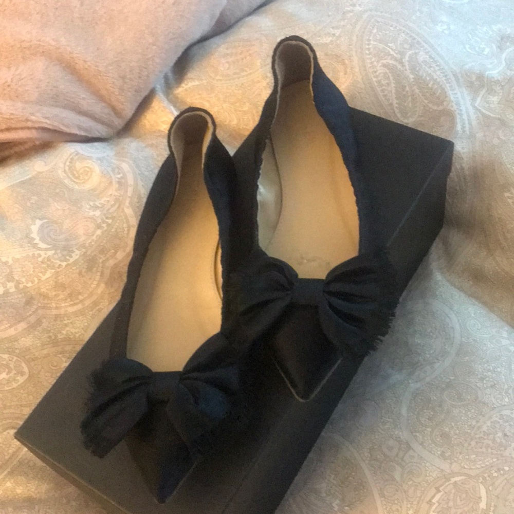 J Crew Black Satin Flats